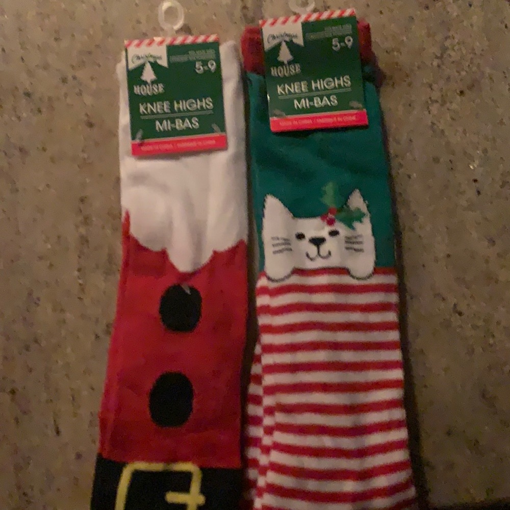 Cute Christmas knee high socks.